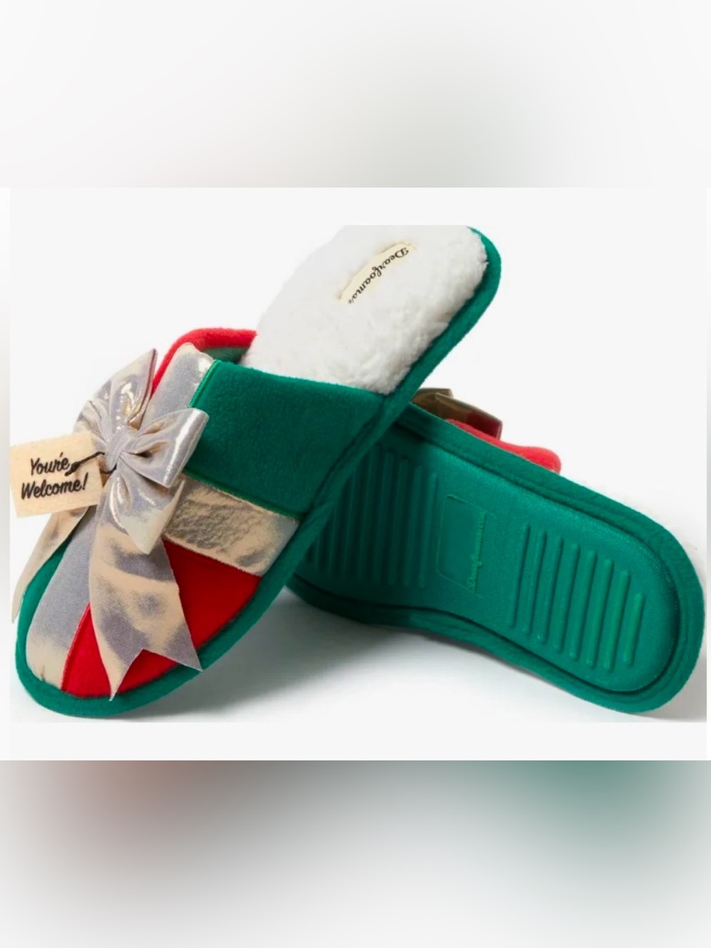 NWT Dearfoams Unisex Novelty Holiday Christmas Scuff Slippers
